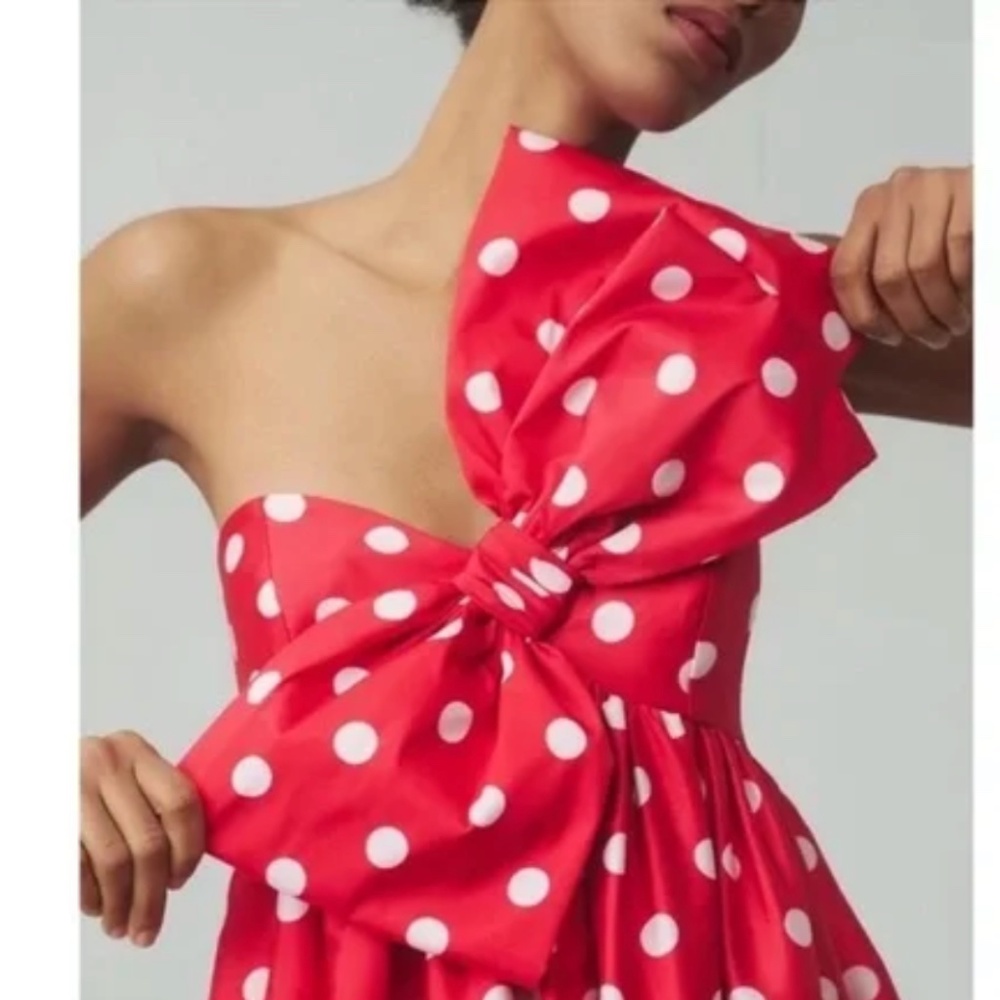 ANTHROPOLOGIE Atsu Sally Bow  dot dress Minnie Mouse Disney Medium Petite MP - Picture 2 of 8